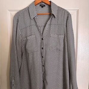 Express Women’s Black & White Polka Dot Button-Up Shirt